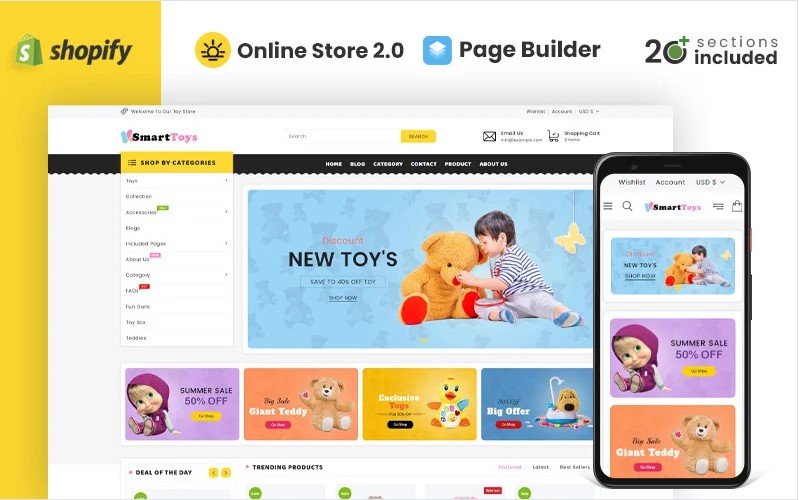 Smart Toys Store Shopify Theme Template Monster