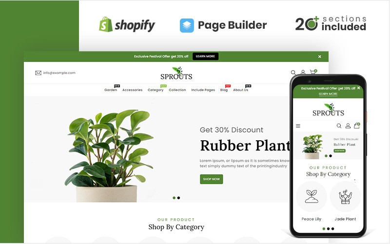 Sprouts - Gardening - Houseplants Shopify Theme Template Monster