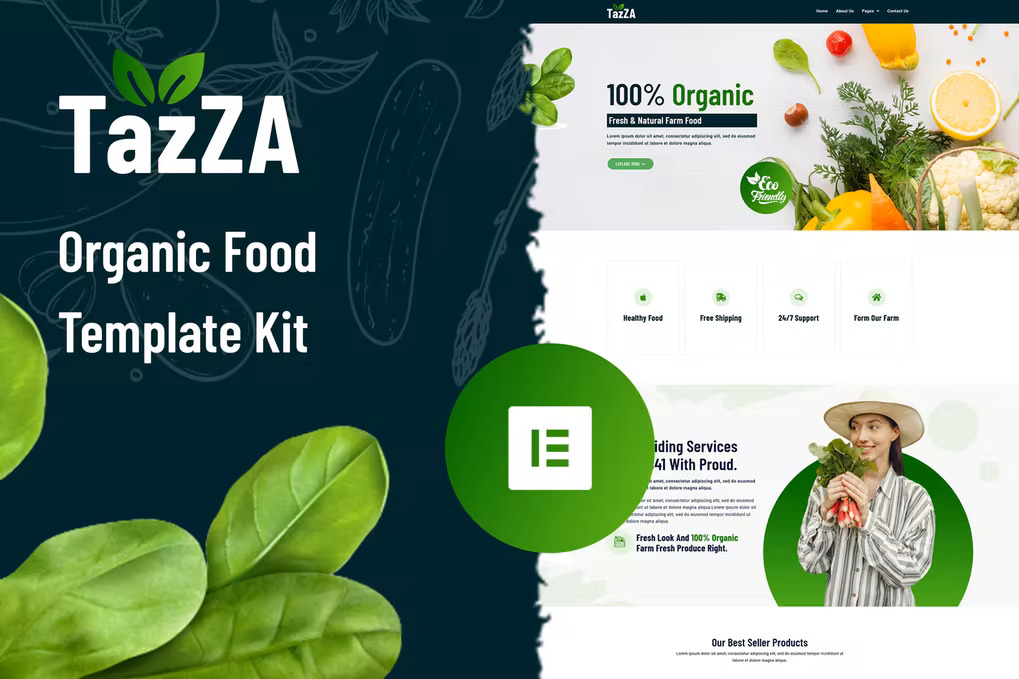 TazZA - Organic Food Elementor Template Kit