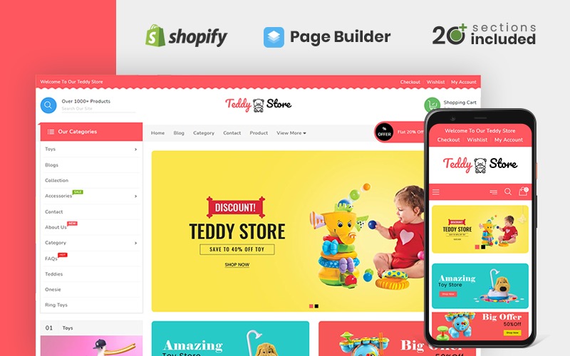 Teddy Toys and Clothing Store Shopify Theme Template Monster Dec