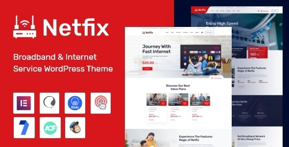 Netfix - Broadband - Internet Services WordPress Theme