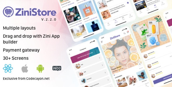 ZiniStore - Full React Native Service App for Woocommerce
