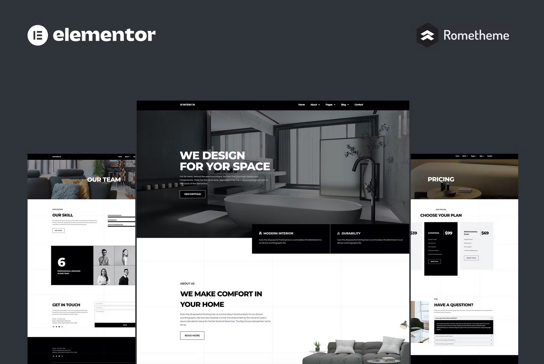 D-Interior - Interior Design Elementor Pro Full Site Template Kit