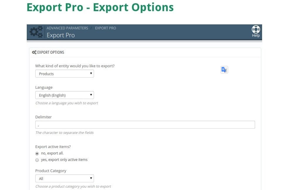 Export Pro - Products