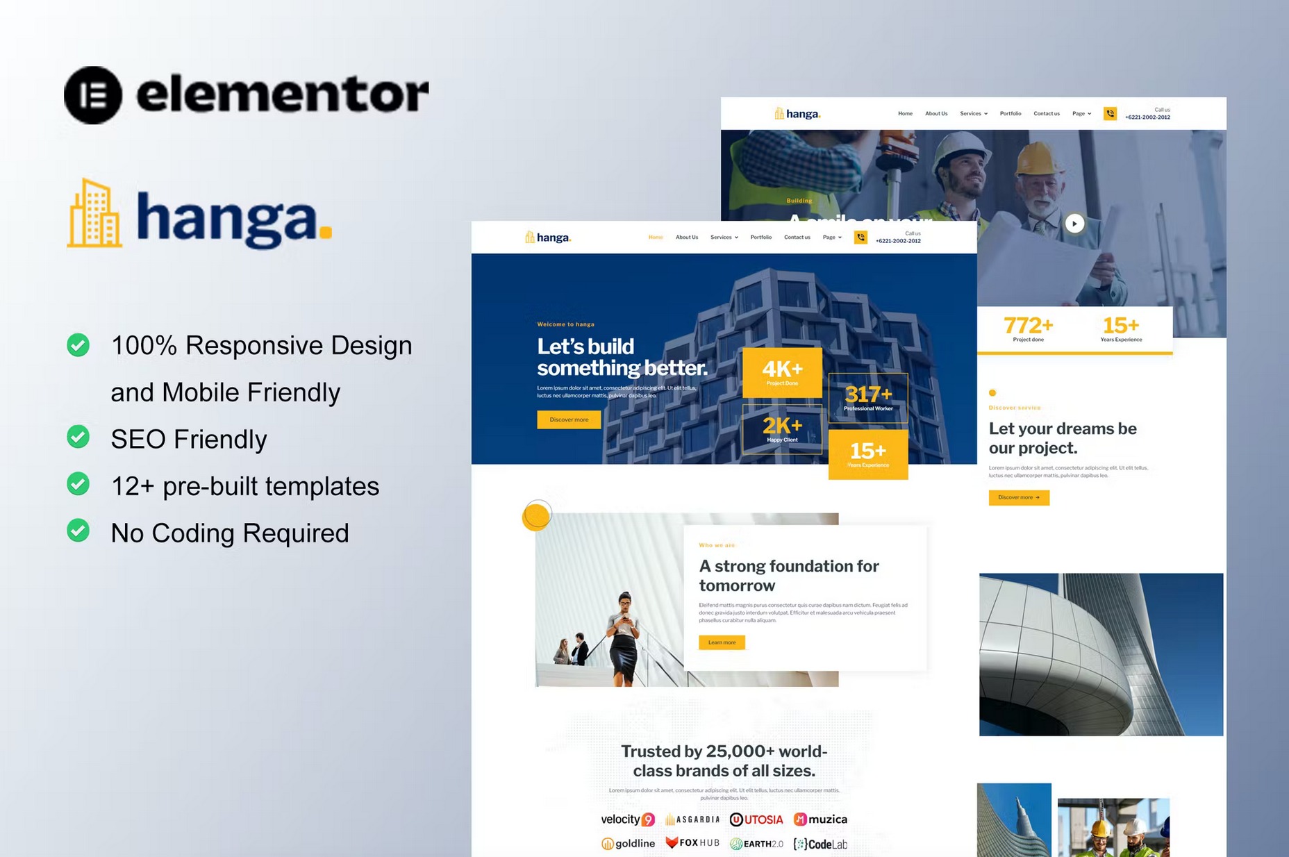 Hanga - Construction & Building Elementor Template Kit