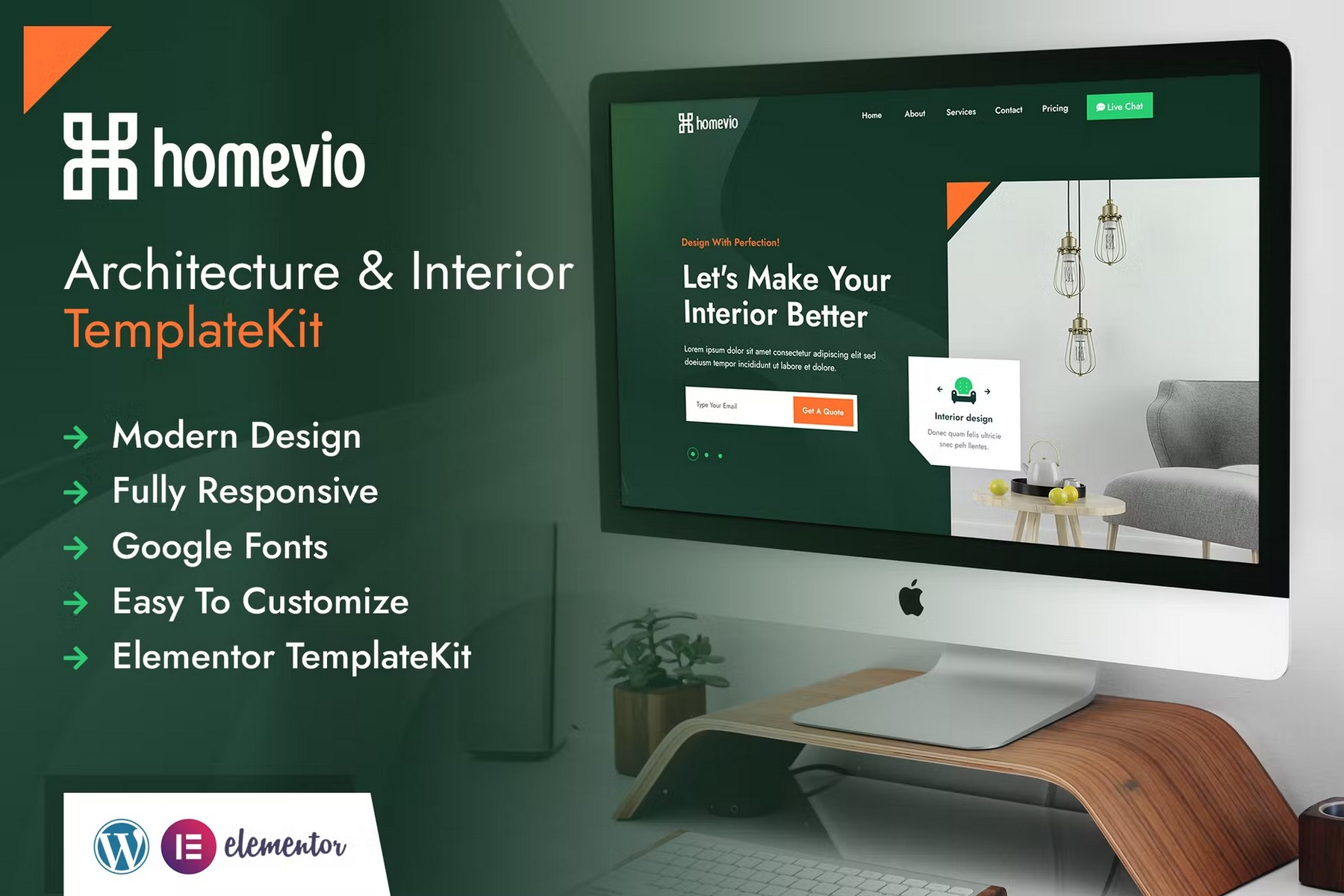 Homevio - Architecture Interior Elementor Template Kit