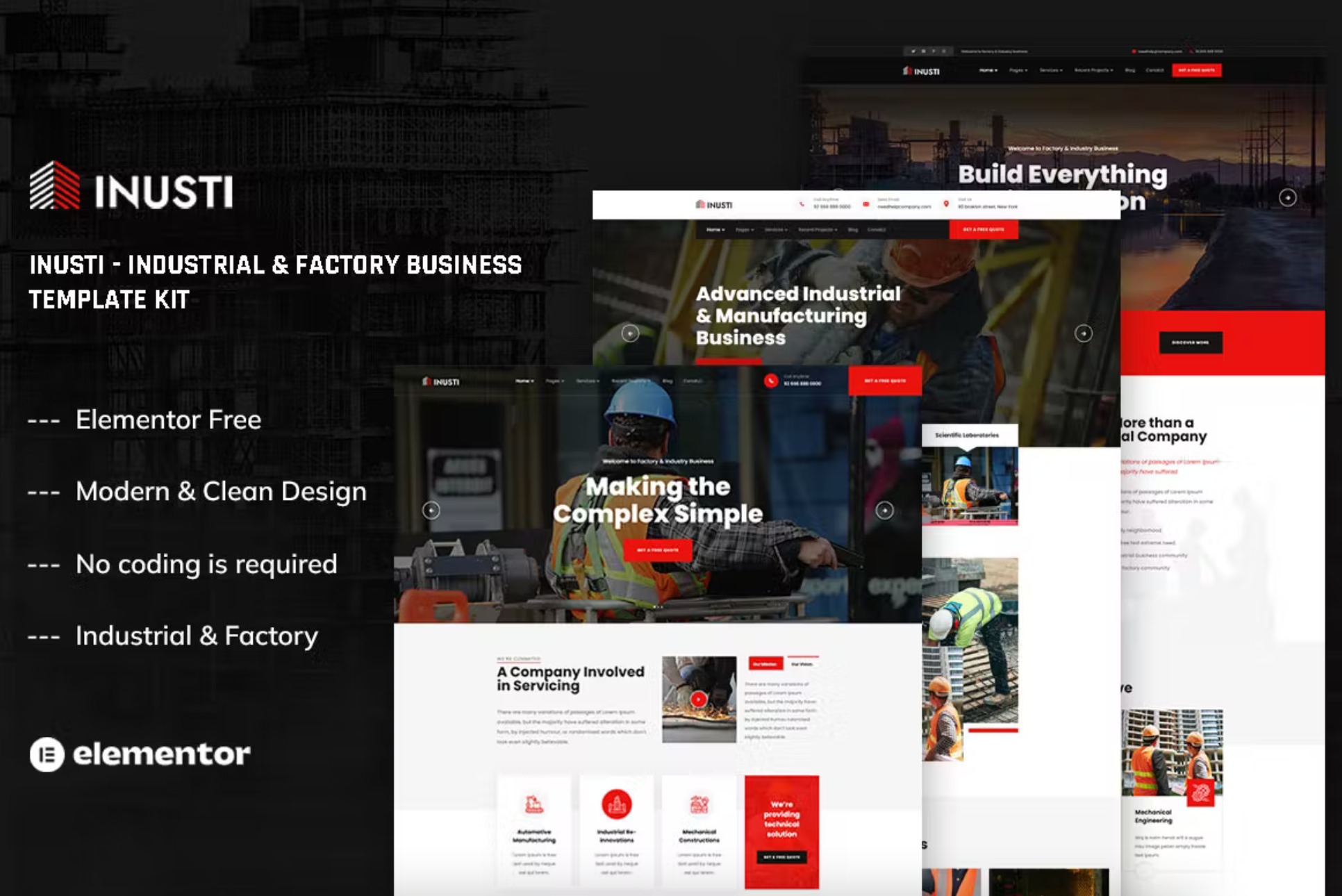 Inusti - Industrial & Factory Business Elementor Template Kit