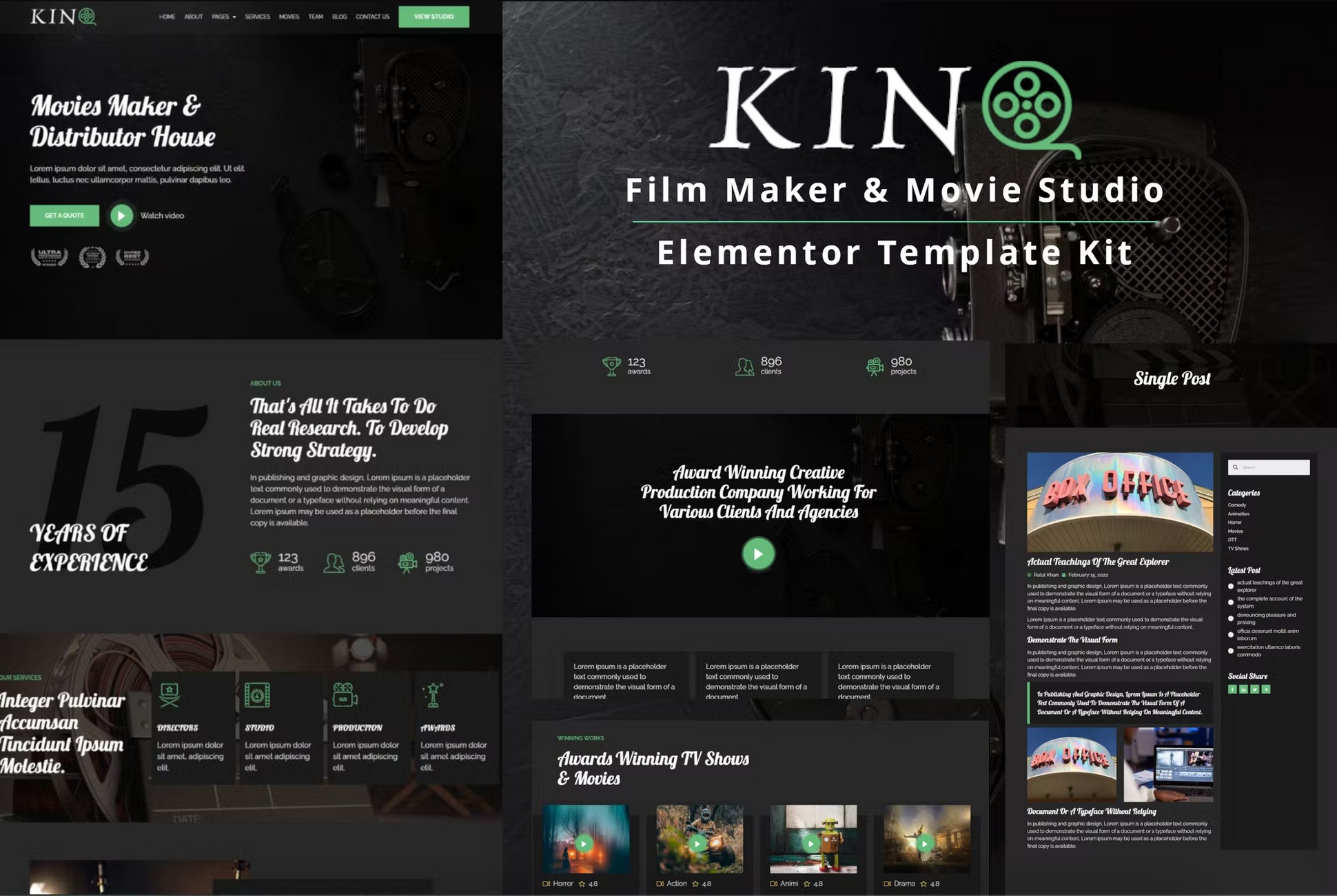 Kino - Film Maker & Movie Studio Elementor Template Kit