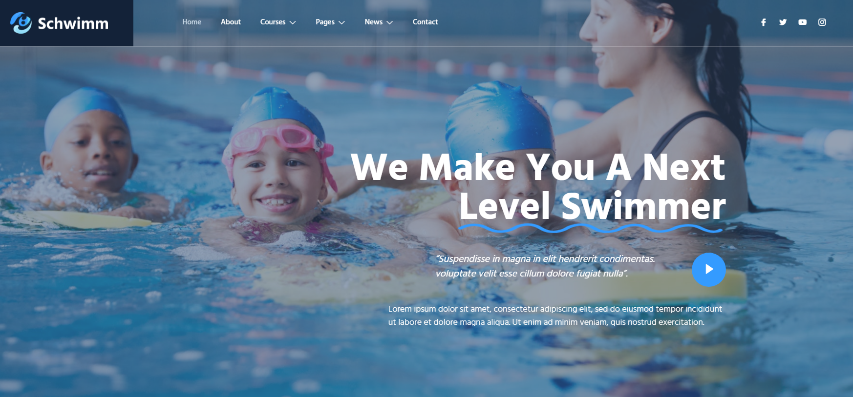 Schwimm - Swimming School & Course Elementor Template Kit