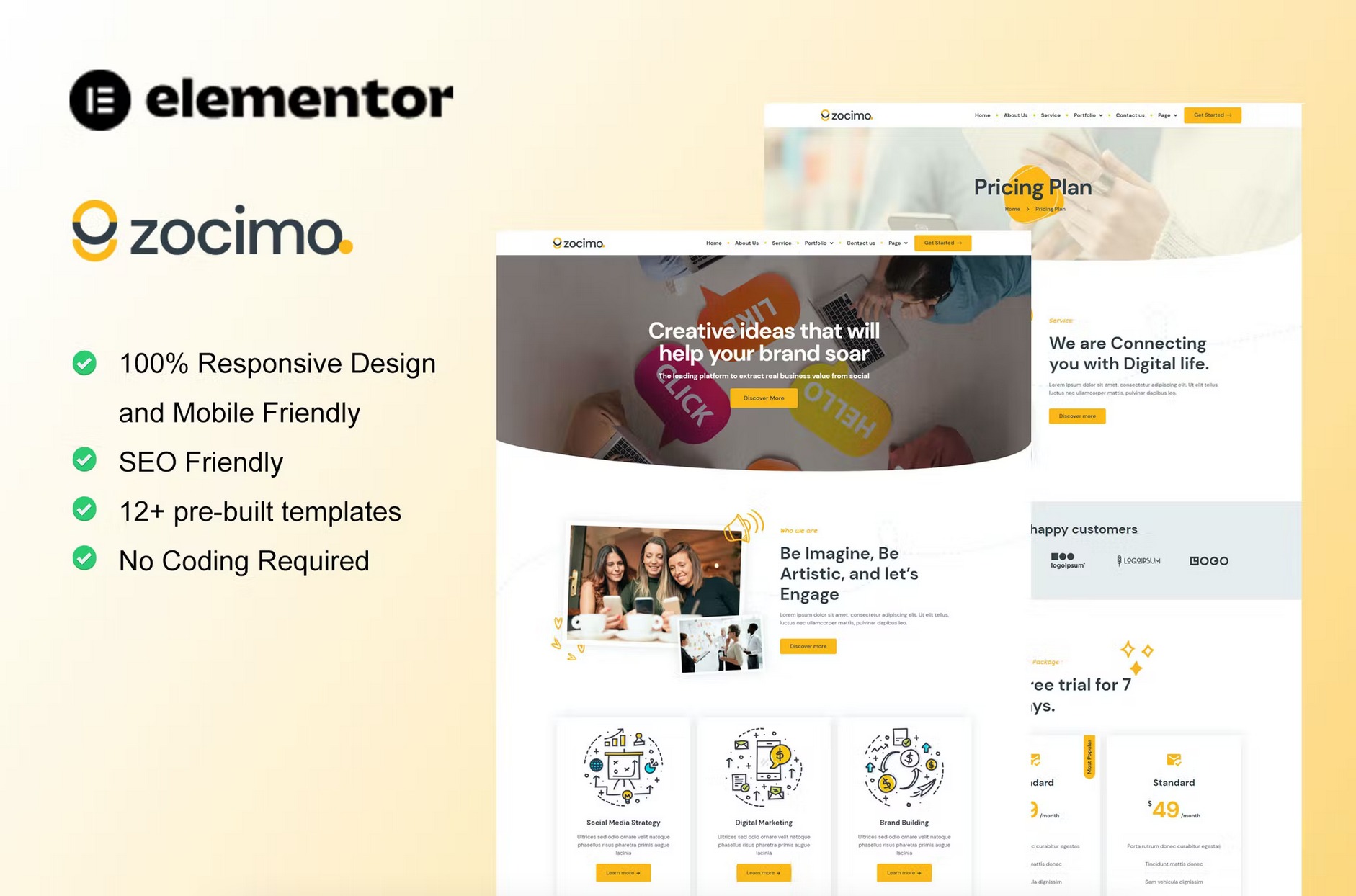 Zocimo - Social Media Marketing Agency Elementor Template Kit