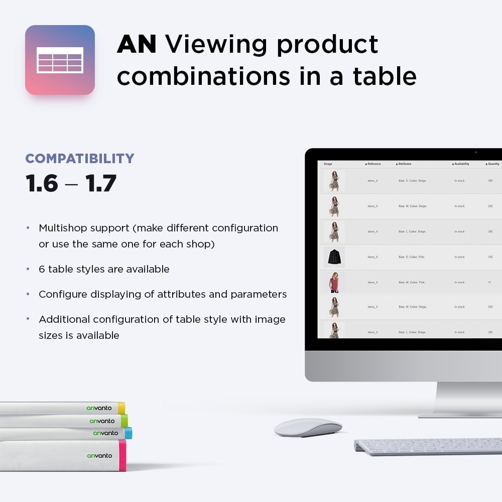AN Display product combinations in a table Module Prestashop