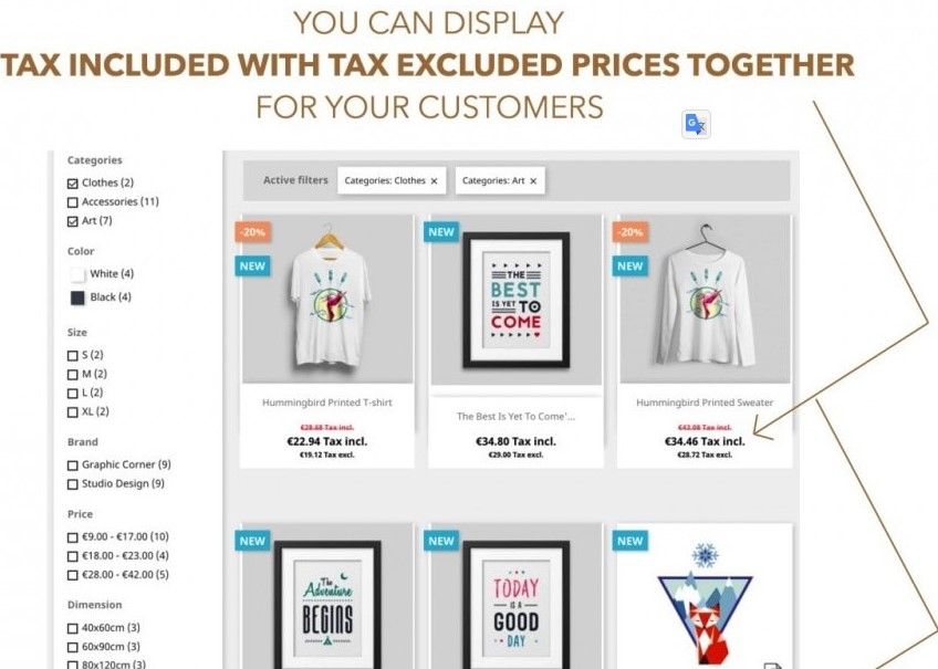 Advanced Dual Display of Tax Incl. and Tax Excl. Prices Module Prestashop
