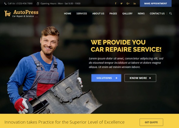 AutoPress - Car Repair - Services WordPress Theme