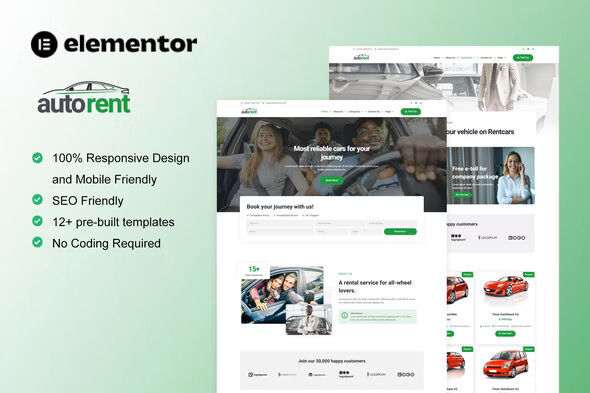 AutoRent - Car Rental Service Elementor Template Kit