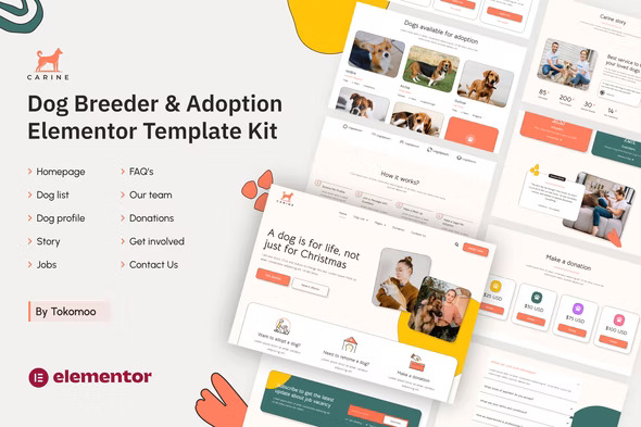 Carine - Dog Breeder & Adoption Elementor Template Kit