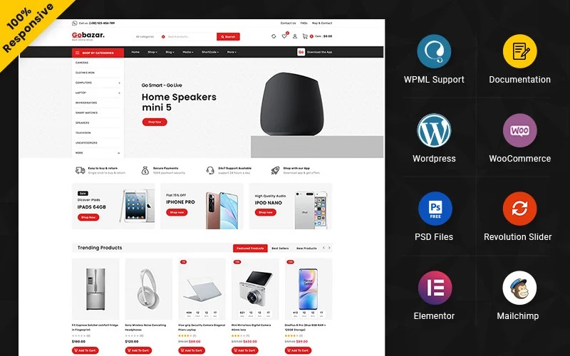 Gobazar - Electronic Marketplace Elementor WooCommerce Store WooCommerce Theme