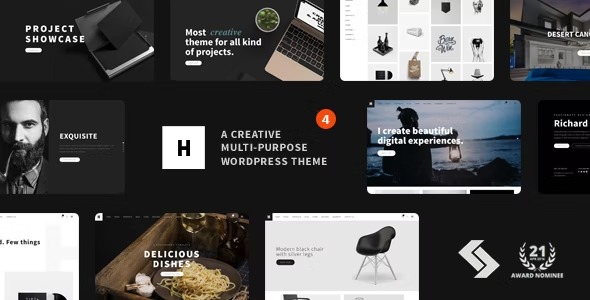 Heli Minimal Creative Black and White WordPress Theme