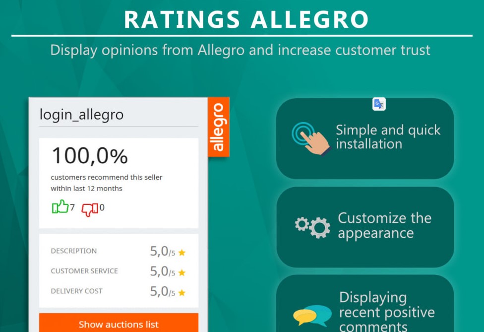 Ratings Allegro Module Prestashop
