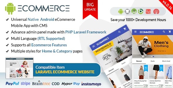 Rawal Android Ecommerce- Universal Store Full Mobile App with Laravel CMS