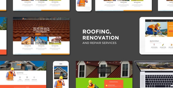 Roofing - Renovation - Repair Service WordPress Theme