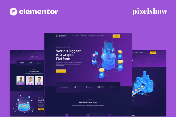 Smart ICO - Crypto Currency Elementor Pro Full Site Kit