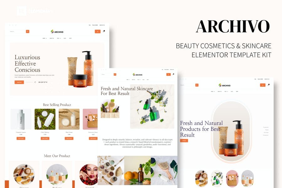 Archivo Beauty Cosmetics - Skincare Elementor Template Kit