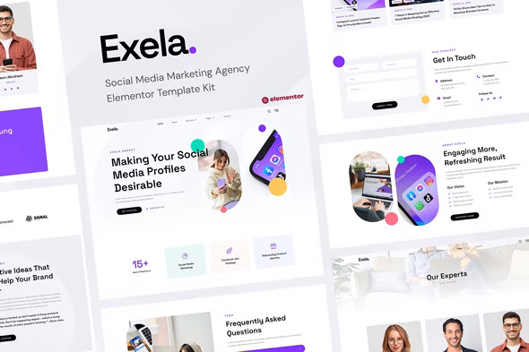 Exela - Social Media Marketing Agency Elementor Template Kit
