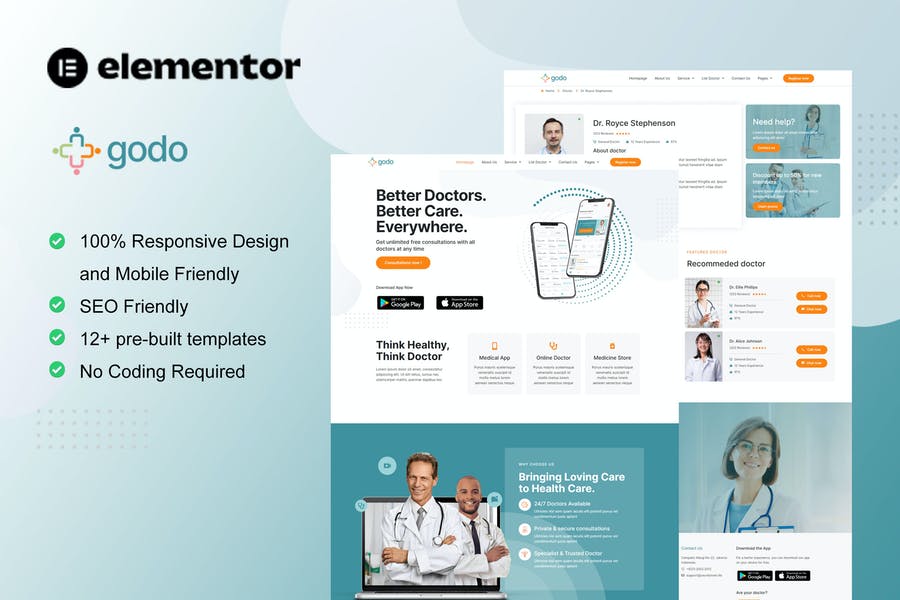 Godo Doctor - Medical Saas Elementor Template Kit