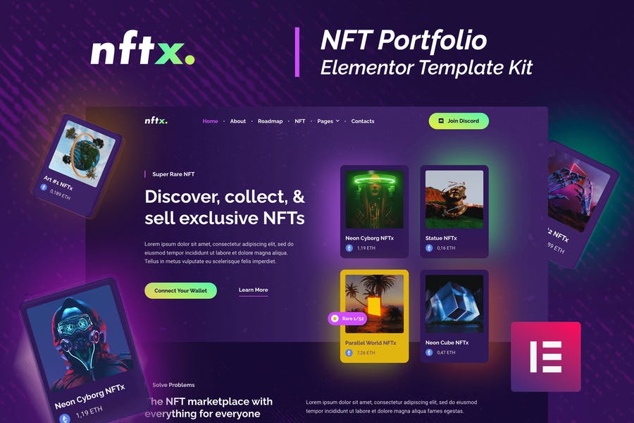 NFTx NFT Portfolio Elementor Template Kit