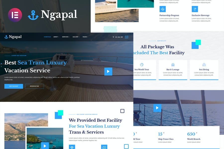 Ngapal Sea Luxury Yatch Vacation Services Elementor Template Kit