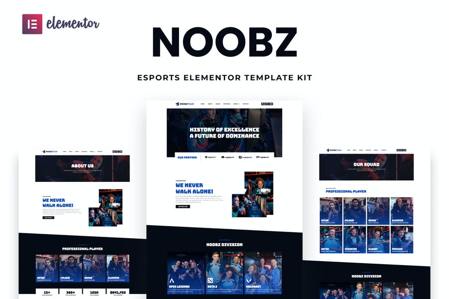 Noobz E-sports Elementor Template Kit