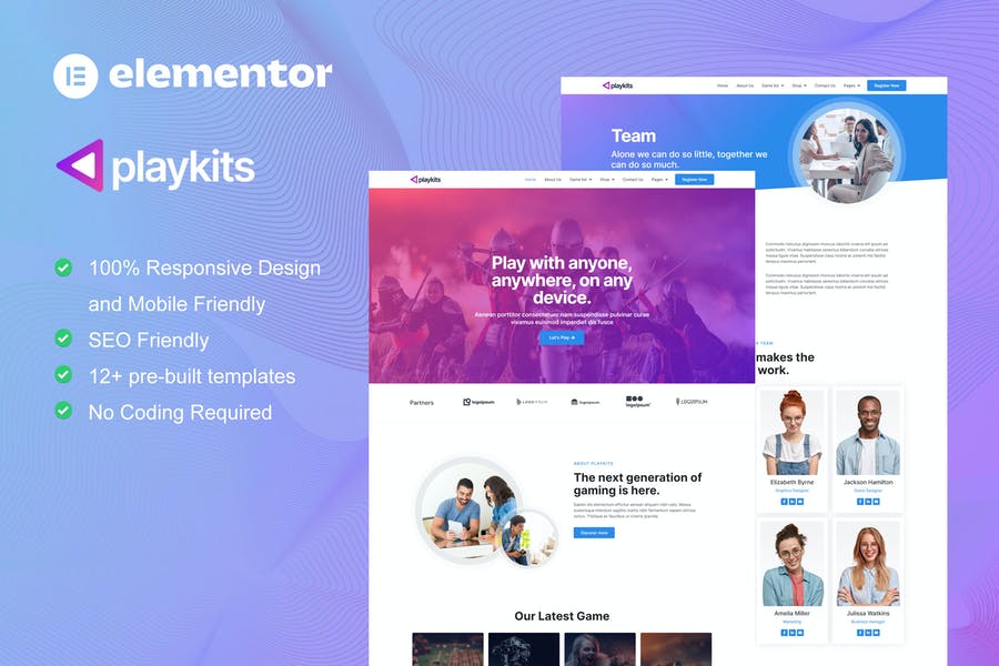 Playkits Video Game Publisher - Shop Elementor Template Kit