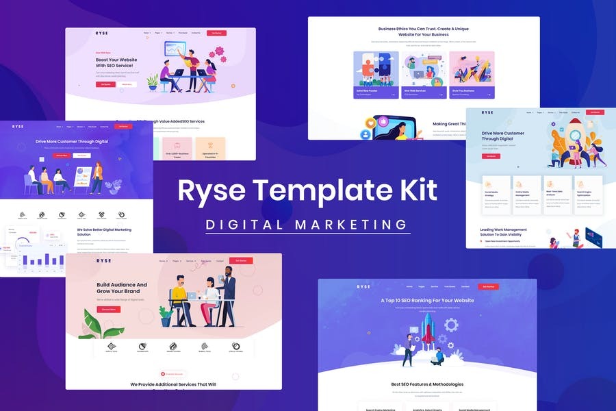 Ryse SEO - Digital Marketing Elementor Template Kit