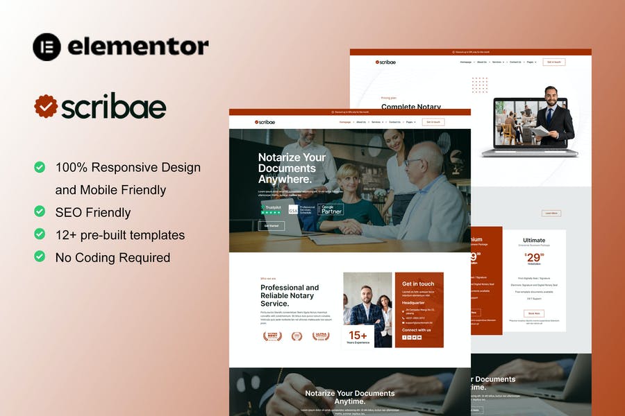 Scribae - Notary & Legal Service Elementor Template Kit