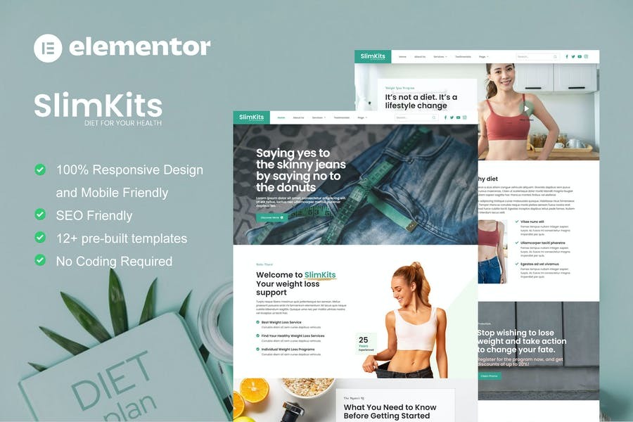 Slimkits Weight Loss - Diet Program Elementor Template Kit