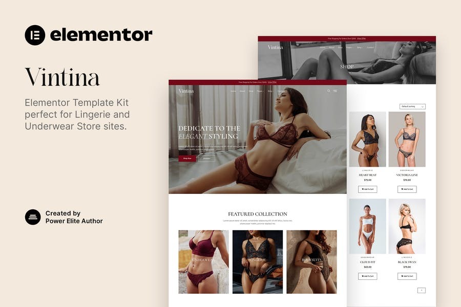 Vintina Lingerie - Underwear Store Elementor Template Kit