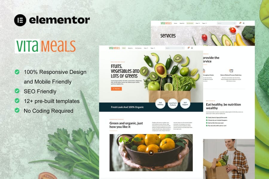 Vitameals Fruits - Vegetables Store Elementor Template Kit
