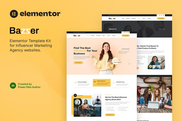 Bazzer Influencer Marketing Agency Elementor Template Kit