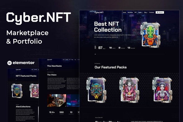Cyber.NFT Marketplace - Portfolio Elementor Template Kit