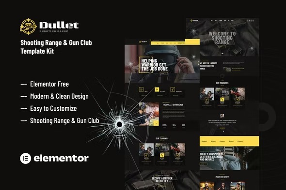 Dullet - Shooting Range - Gun Club Elementor Template Kit