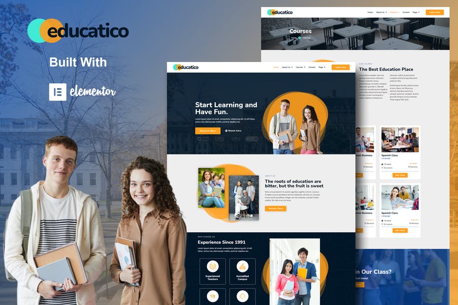 Educatico - Education School & Online Courses Elementor Template Kit
