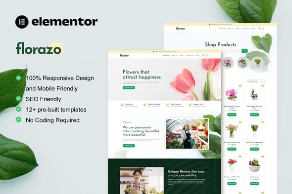 Florazo - WooCommerce Florist - Flower Shop Elementor Template Kit