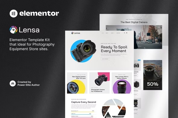 Lensa Camera - Photography Equipment Store Elementor Template Kit