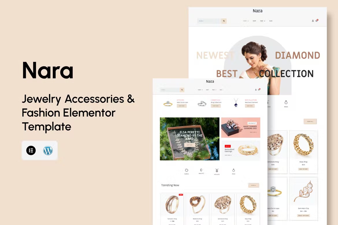 Nara - Jewelry Accessories Store Template Kit