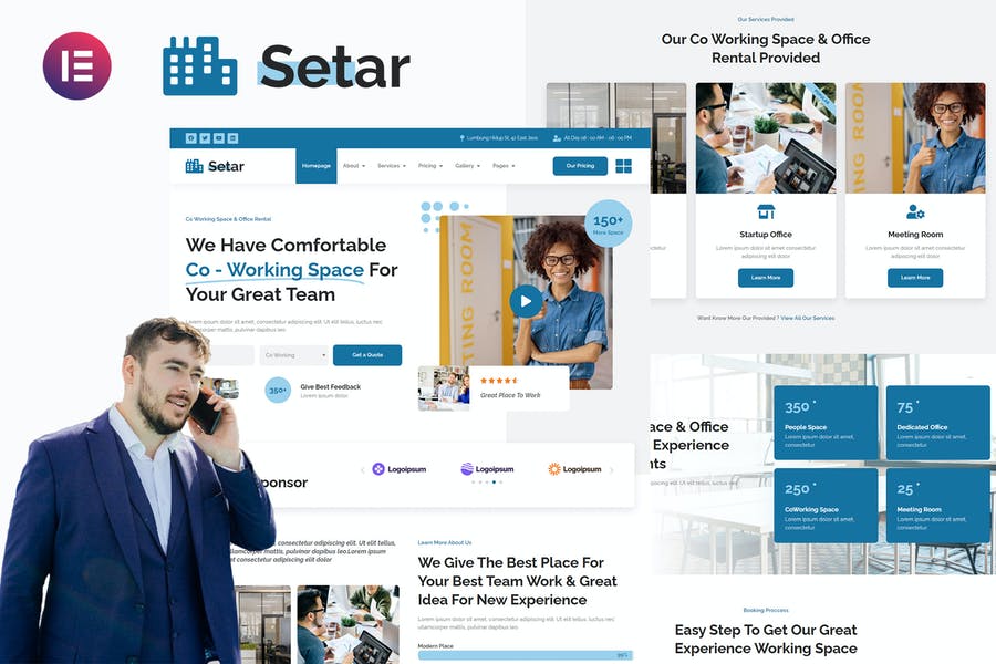 Setar - Coworking Space & Startup Office Elementor Template Kit