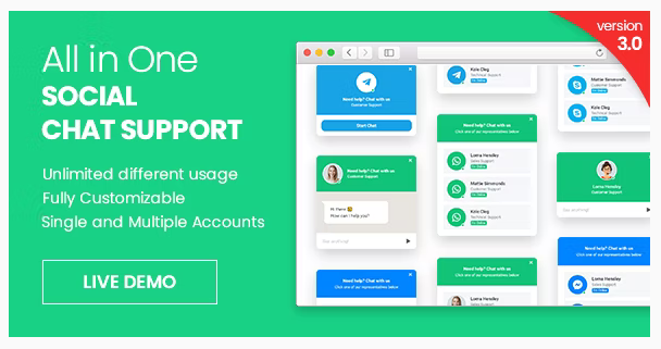 WhatsApp Chat Support - All in One - jQuery Plugin