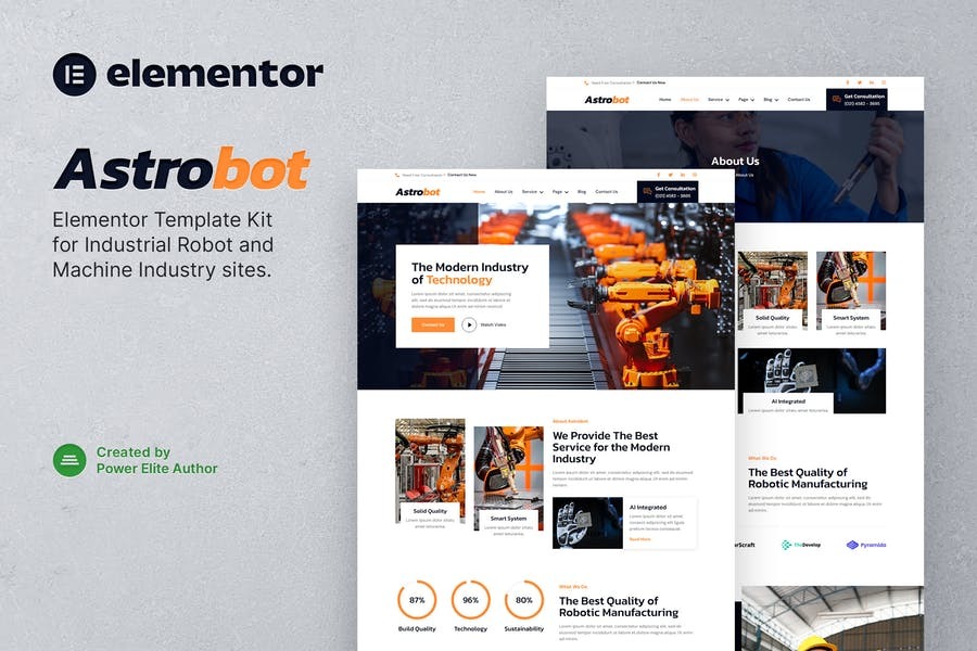 Astrobot - Industrial Robot - Machine Industry Elementor Template Kit