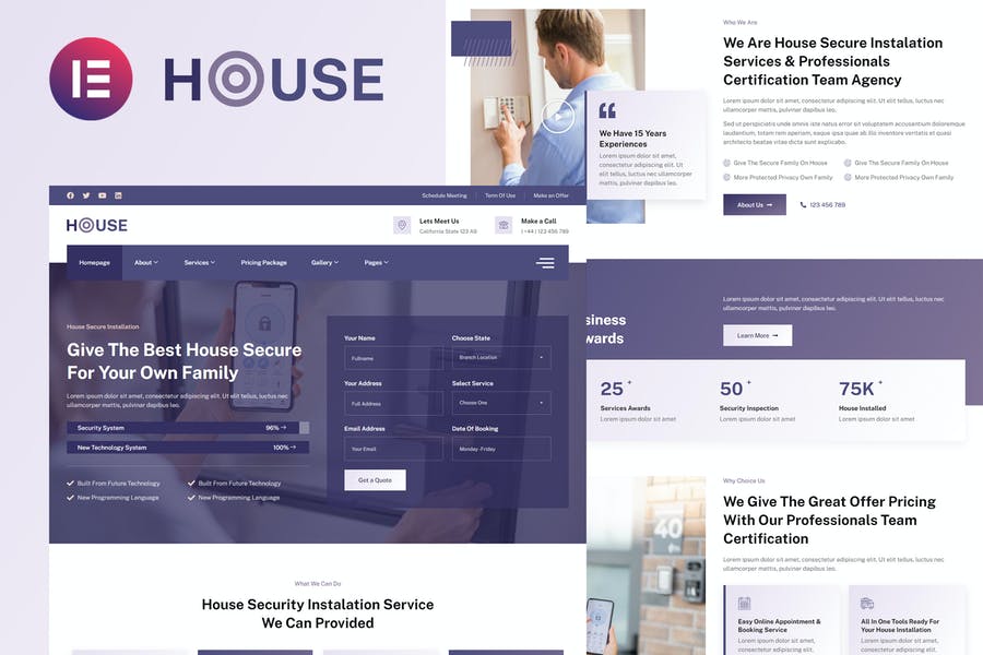 Housec - Smart Home Security Service Elementor Template Kit