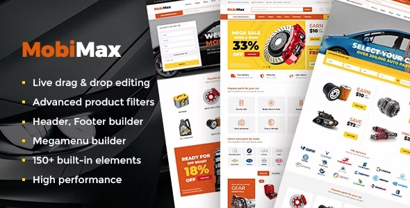 Mobimax Auto Parts WordPress Theme + WooCommerce Shop