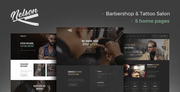 Nelson Barbershop Hairdresser - Tattoo Salon WordPress Theme